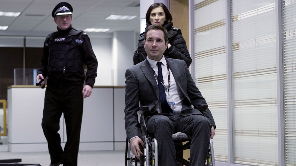 Adrian Dunbar, Martin Compston and Vicky McClure in Line of Duty