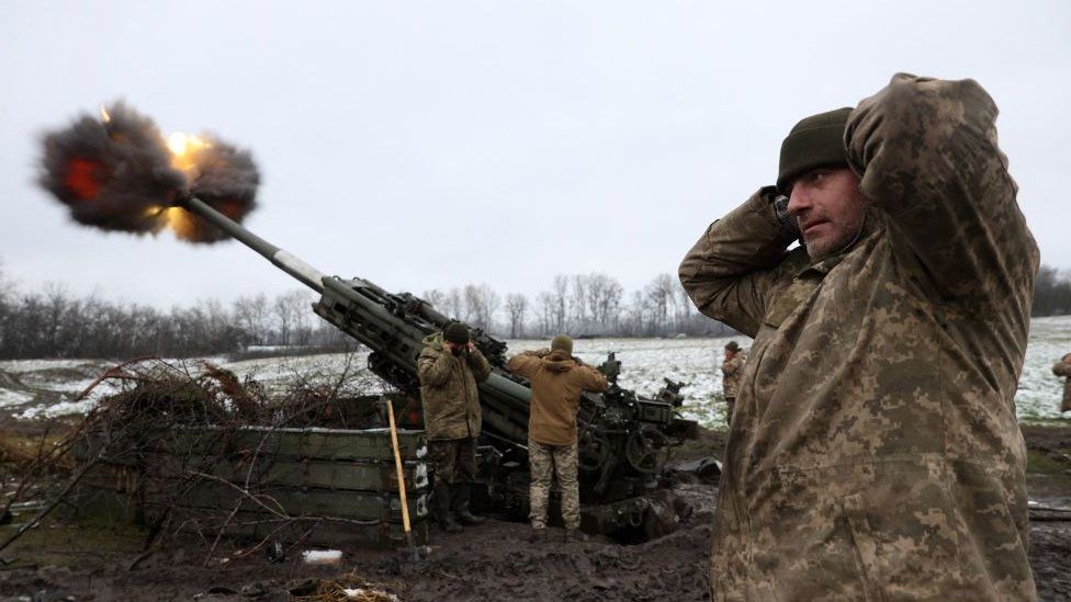 Ukrainians fire a British-made artillery piece against the Russian invaders, November 2022