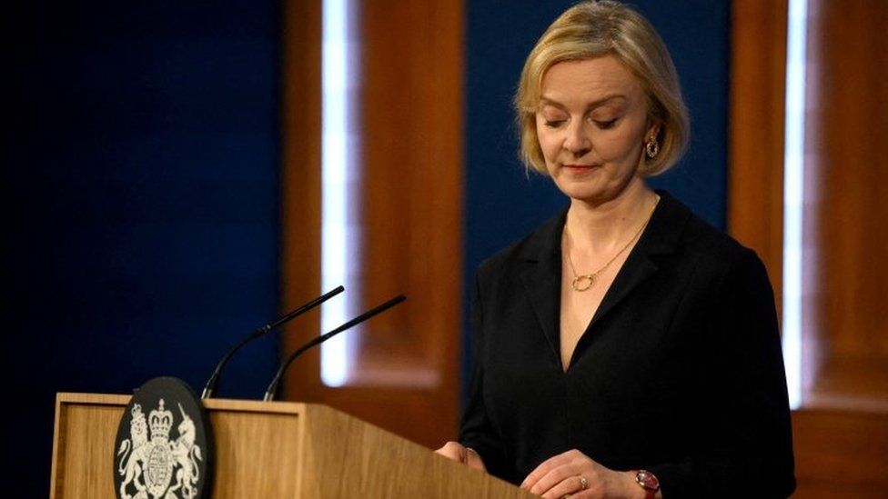 Prime Minister Liz Truss attends a news conference in London, UK