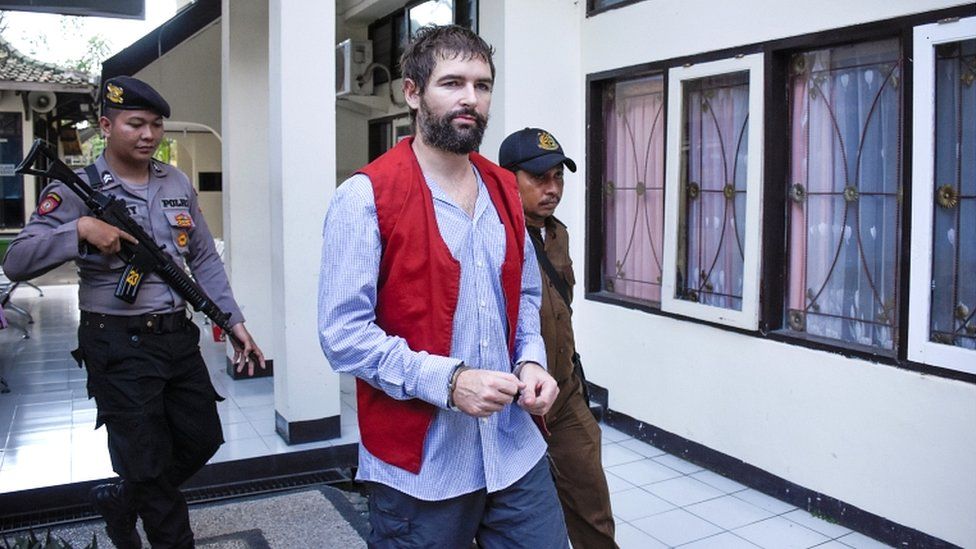 Frenchman Felix Dorfin, who was sentenced to death for drug trafficking, walks before his trial at Mataram court in Lombok island, West Nusa Tenggara province, Indonesia May 20, 2019