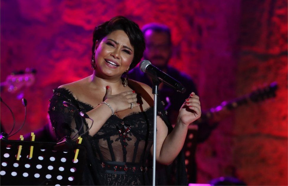 Egyptian singer Sherine Abdel Wahab performs.