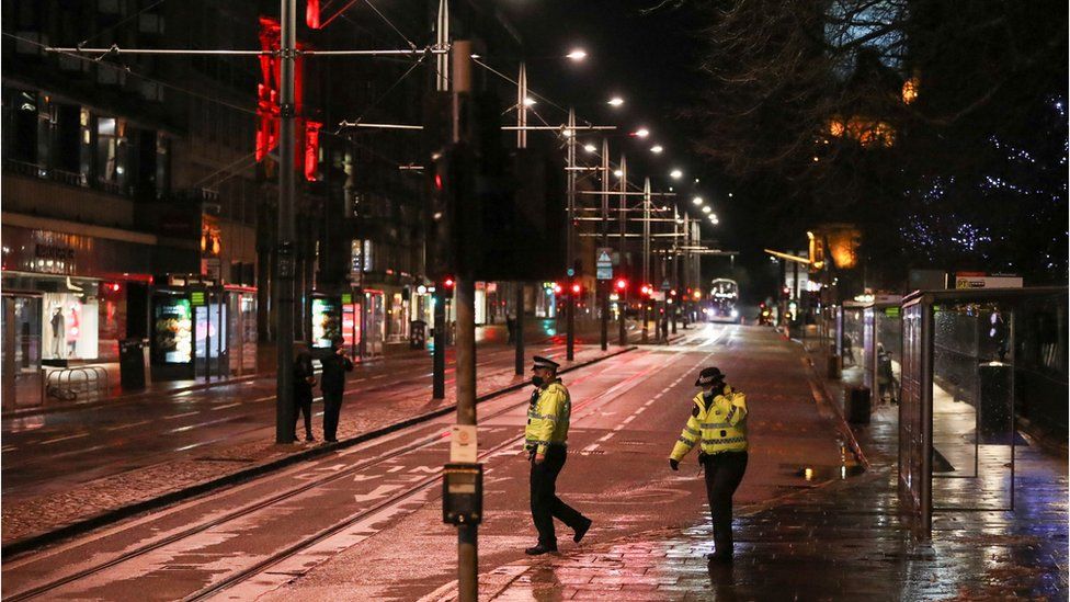 Edinburgh's streets were largely empty, with Police Scotland warning against Hogmanay gatherings