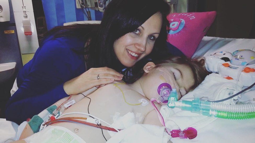 Bridget Harpwood with daughter Elain in hospital