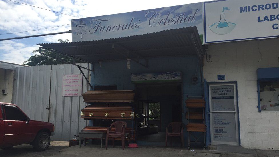 A coffin shop close to the Mario Catarino Rivas hospital in San Pedro Sula, capital of Honduras