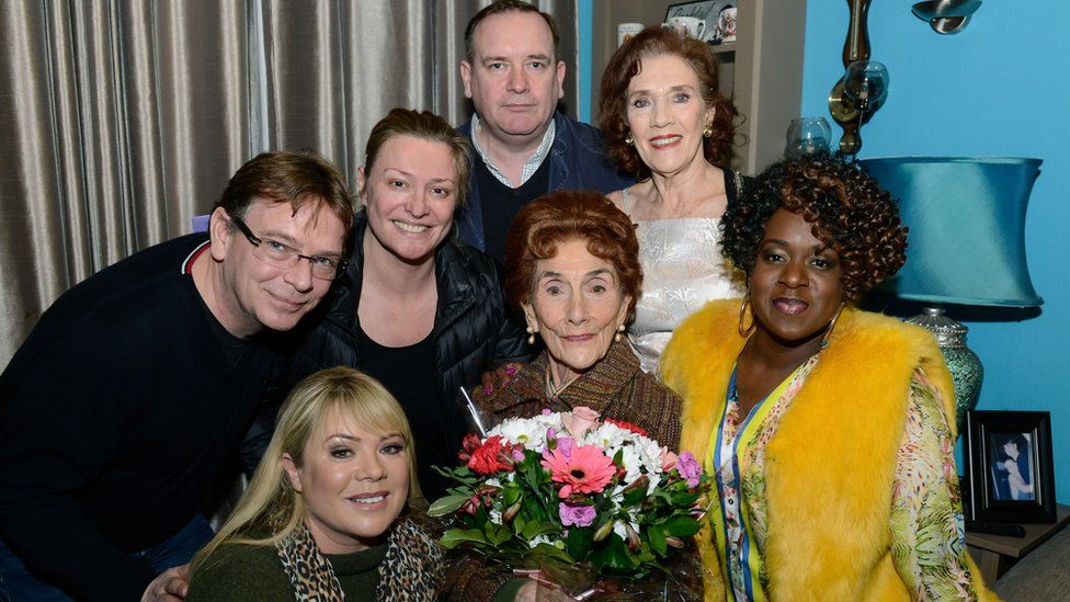 Brown with her EastEnders co-stars