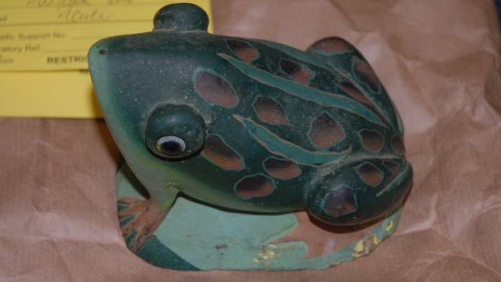 The stone frog believed to have been used to kill John Sabine