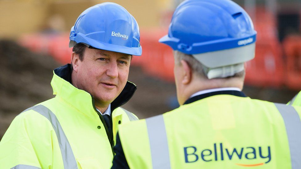 David Cameron visits a building site