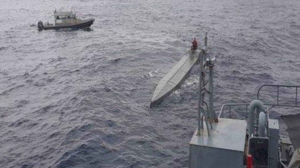 Image of the narco-sub shared by the Colombian Navy