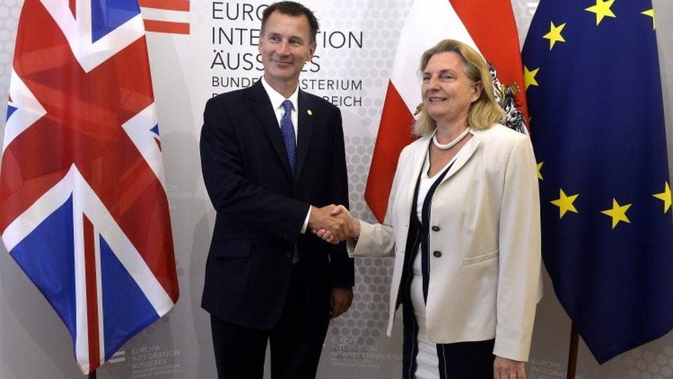 Jeremy Hunt and Austria's foreign minister Karin Kneissl