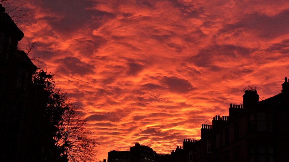 Scotland wakes up to a 'lava sky' BBC News