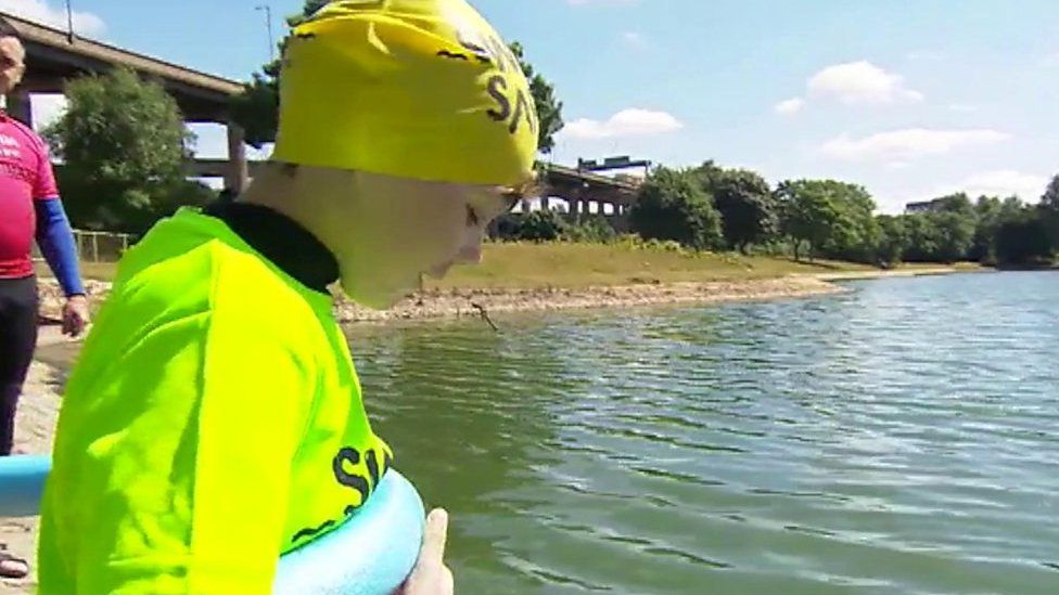 Swimming lesson in open water