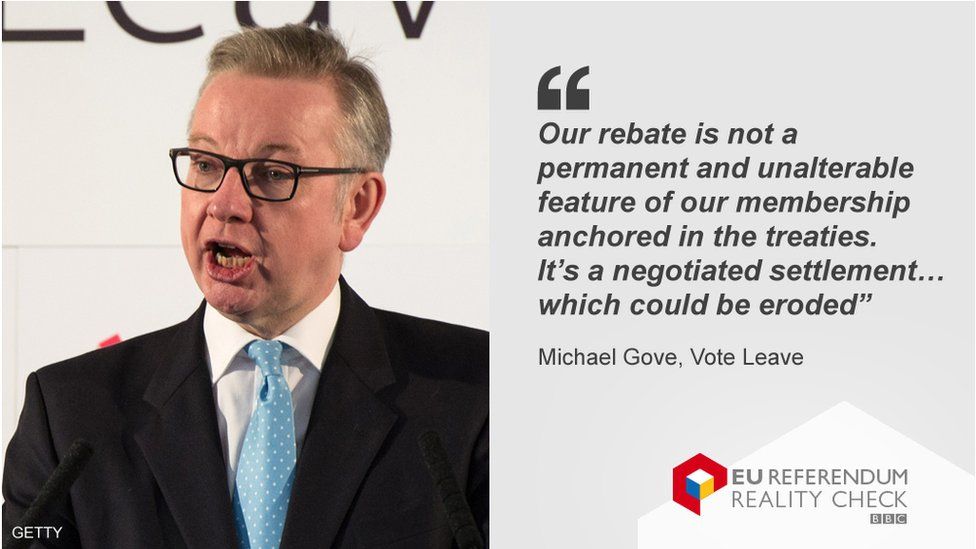 Michael Gove picture with his quote about the rebate