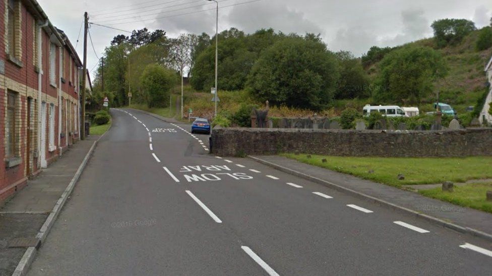 Bryn Road has been shut to traffic at its junction with Abergarw Road