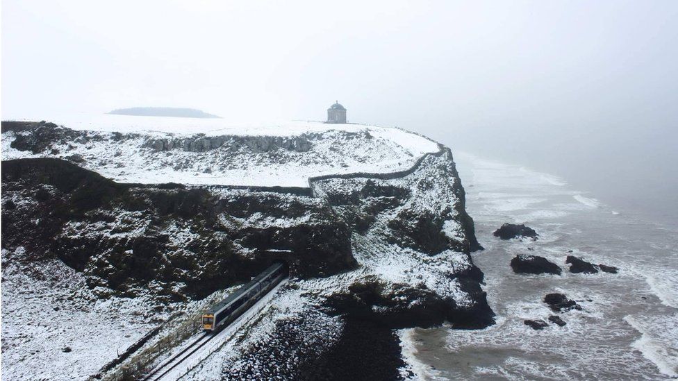 Mussenden Temple in the snow