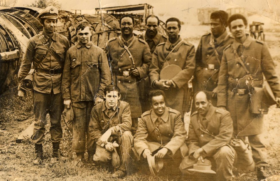 Picture of Farhiya's dad (standing far right) while he was completing military training in Leningrad (now St Petersburg) in the 1970s