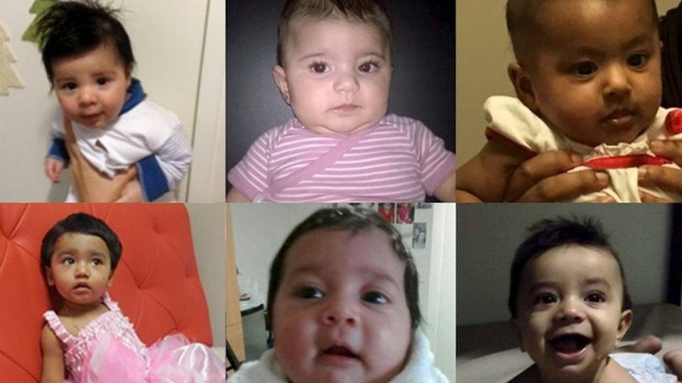 Composite images of some of the babies expected to be deported, released by Human Rights Law Centre