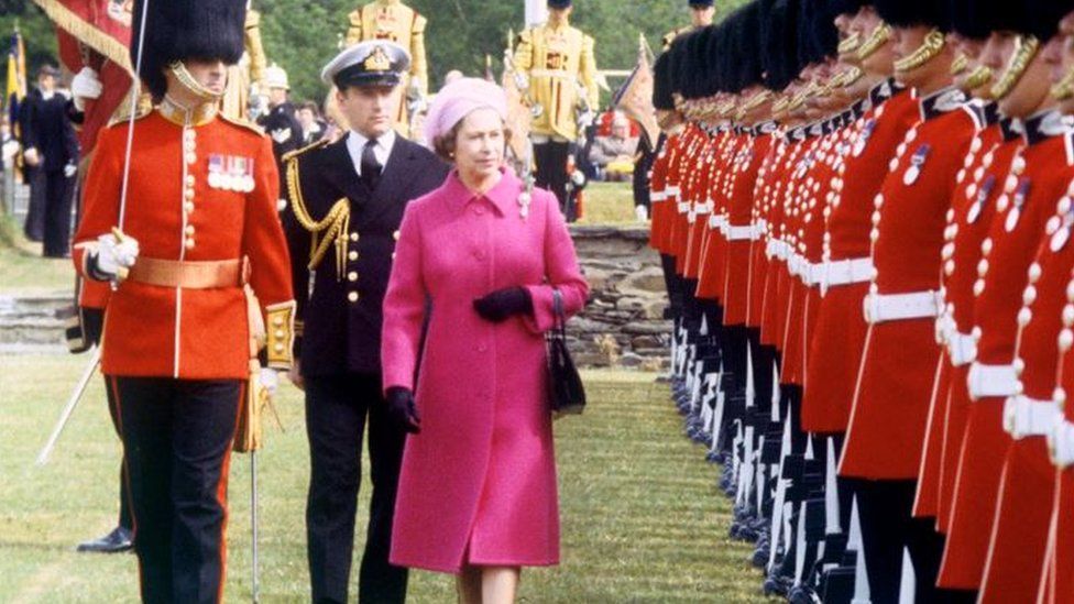 The Queen inspecting the guard of honour