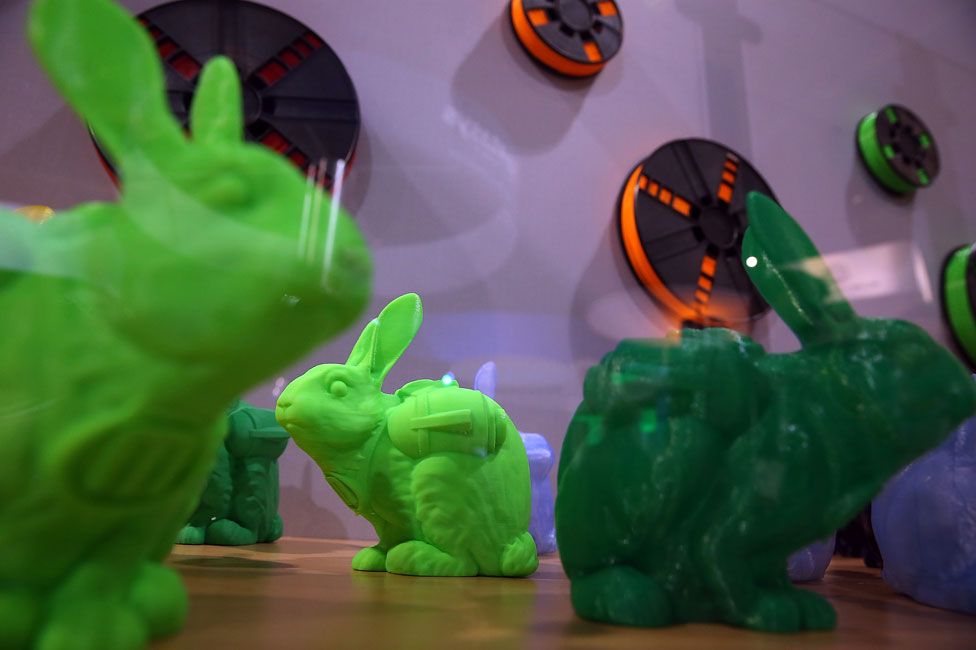 3D-printed rabbits on display at the CES show in Las Vegas (January 2014)