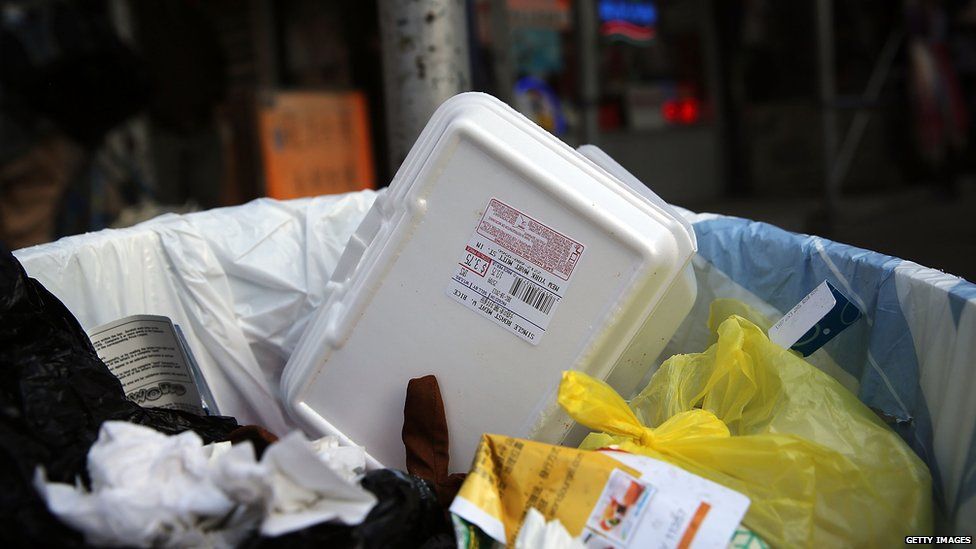 styrofoam in the trash