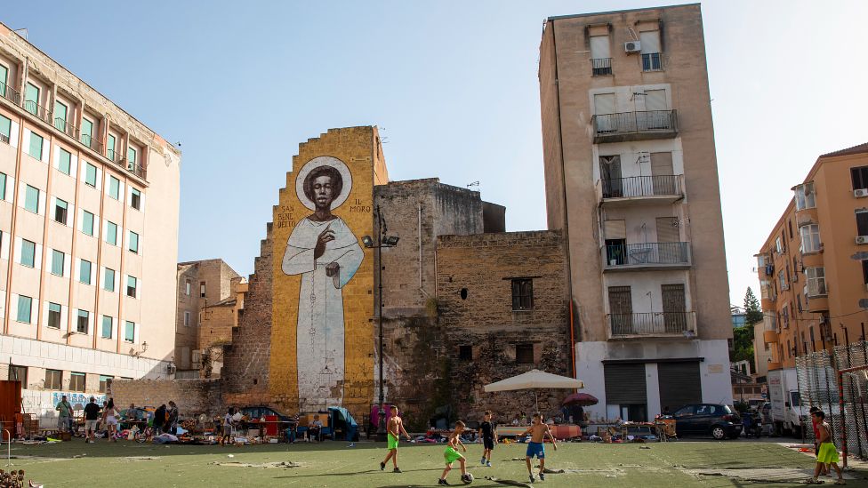 Фреска святого Бенедикта в Палермо, Сицилия, Италия