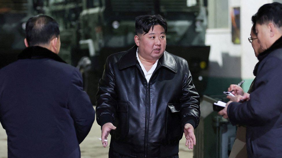 North Korean leader Kim Jong Un visits a munitions factory at an undisclosed location in this picture released by North Korea's Korean Central News Agency (KCNA) on January 10, 2024