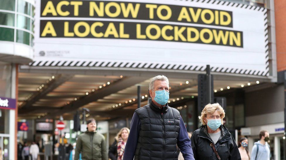 People wearing face masks in Manchester