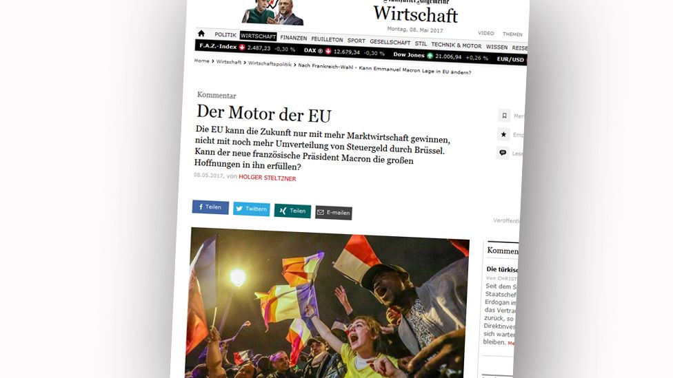 Screen grab from the online edition of German newspaper Frankfurter Allgemeine Zeitung