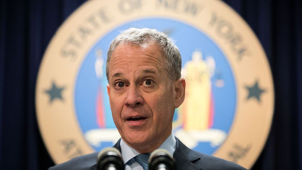 New York Attorney General Eric Schneiderman speaks at a press conference.
