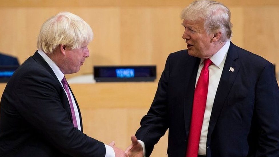Boris Johnson and Donald Trump shake hands