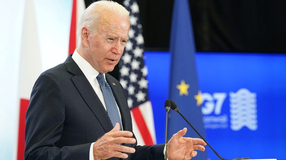 Joe Biden speaks to reporters after the summit