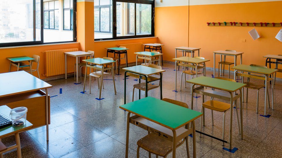 An empty classroom in Italy