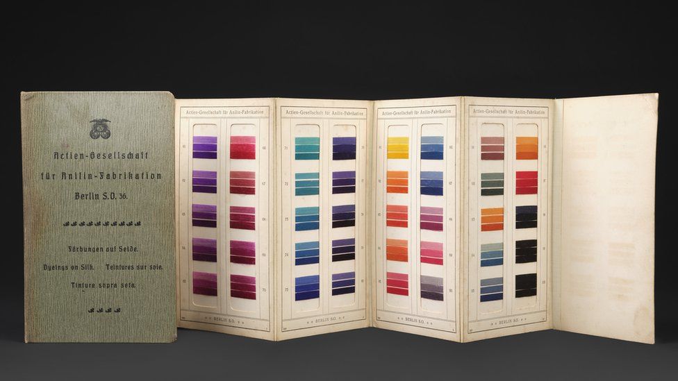 Folder of dyed woollen samples, The Berline Aniline Company, 19th century.
