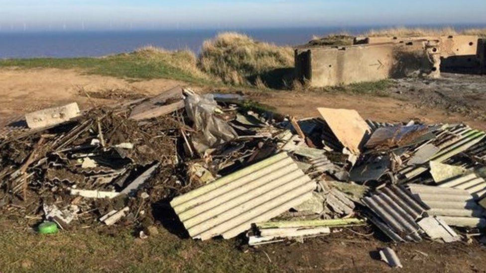 Hazardous asbestos dumped on cliff near Withernsea BBC News
