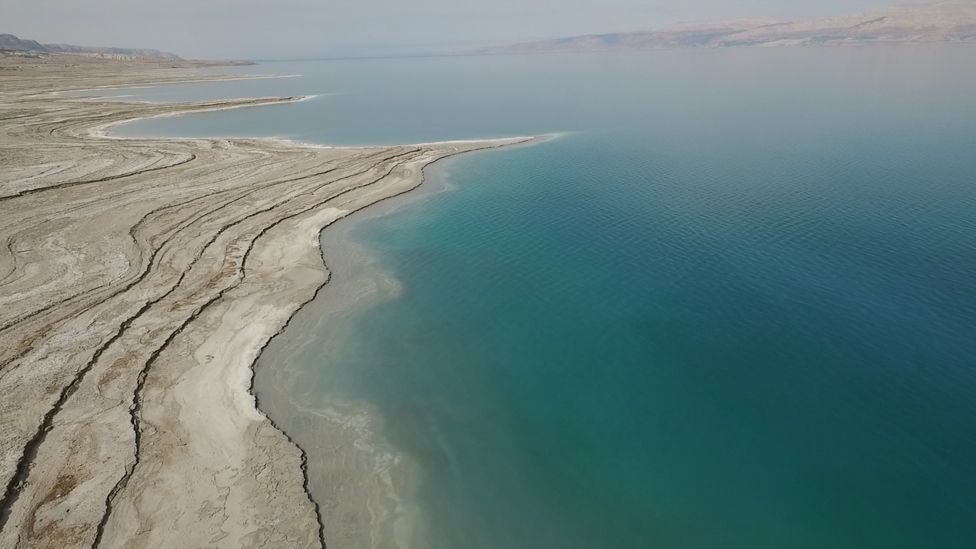 An image of the Dead Sea taken by a BBC drone