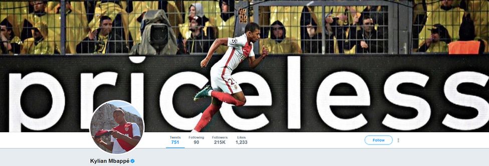 Mbappe Lotte's Twitter header with the word "priceless" behind it. Real Madrid and other clubs are reportedly interested in Mbappe Lotte, who's valued at roughly £100 million
