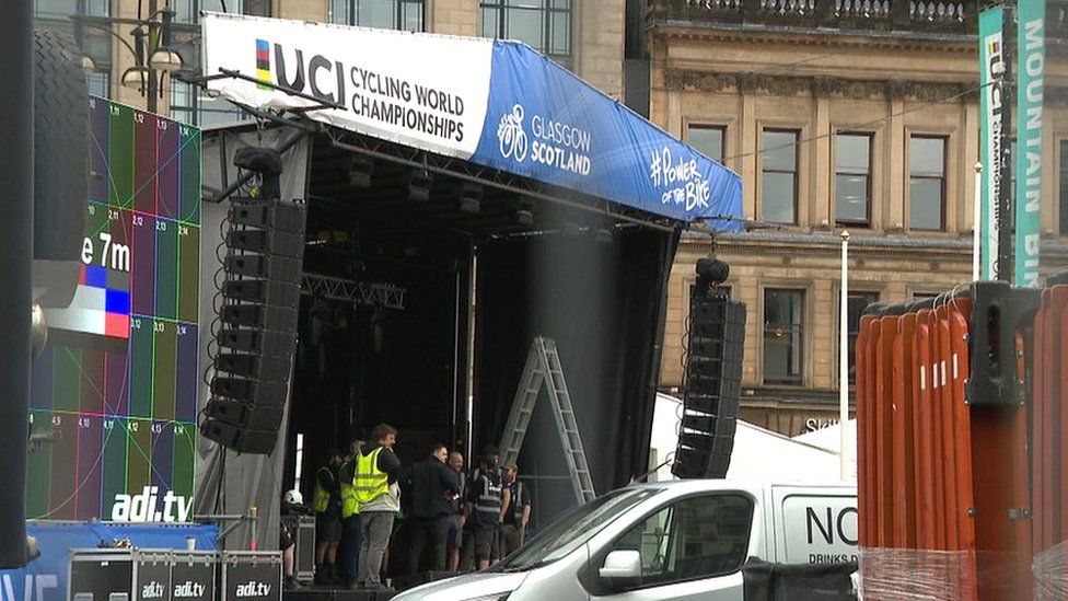 Final reparations for the event in Glasgow's George Square