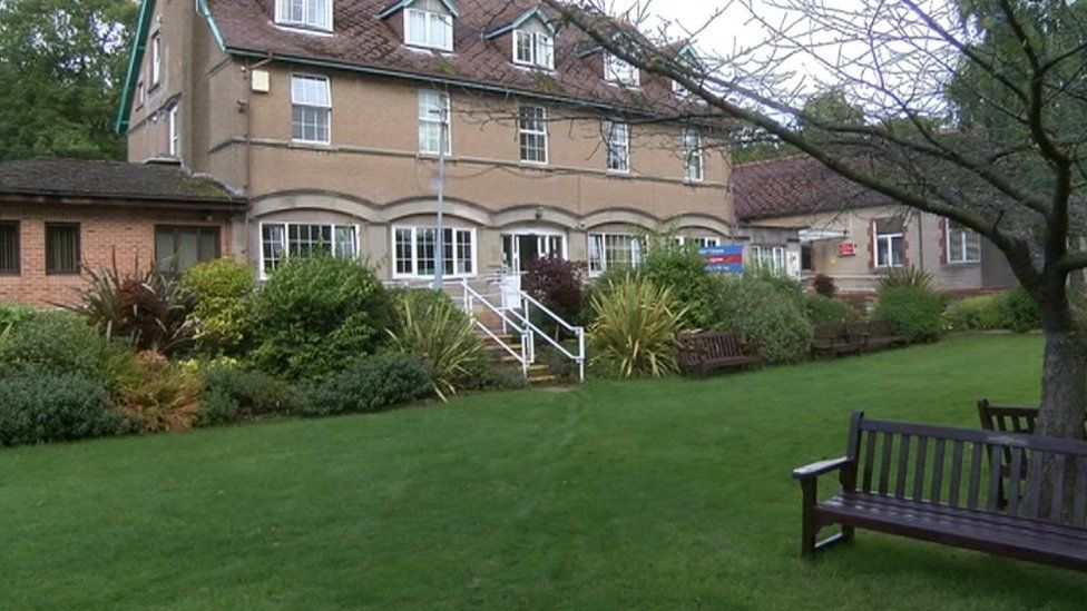 The main entrance and frontage of Dilke Hospital