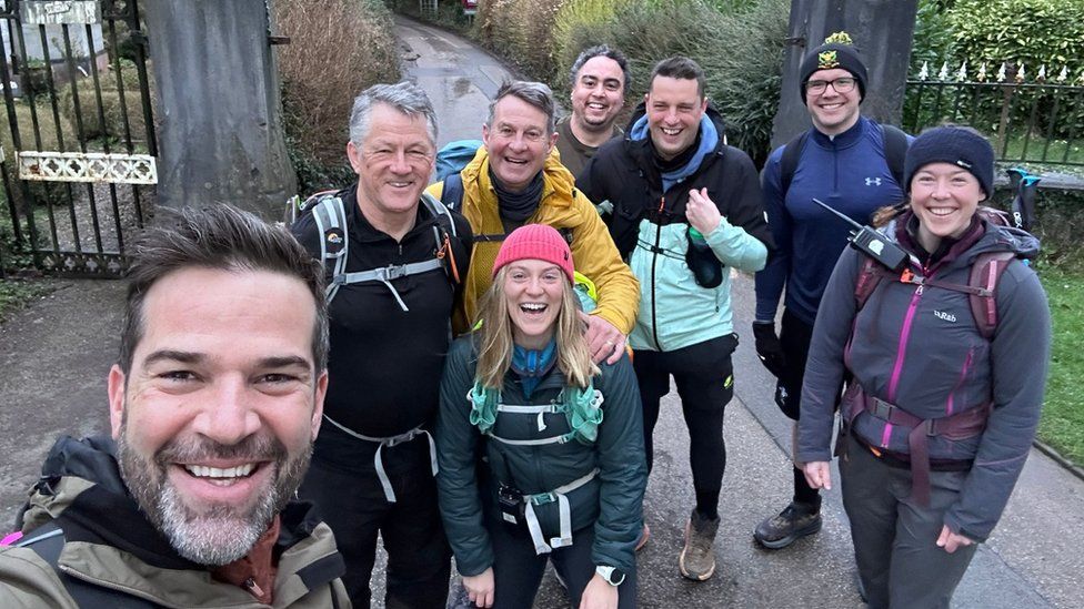 Craig Maxwell with Gethin Jones and other walkers