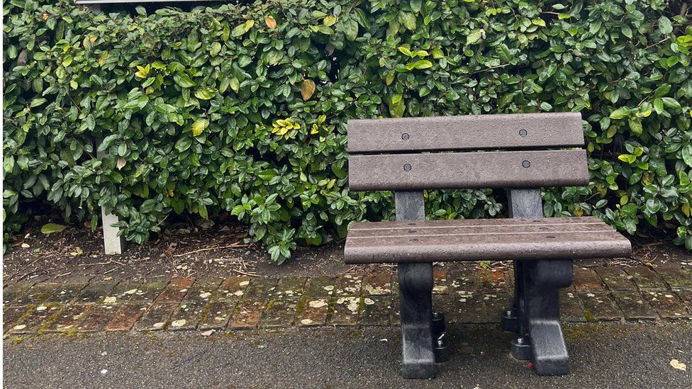 The bench outside the Tesco store in Lychpit