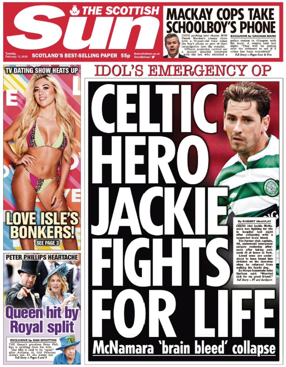 Scotlands Papers Football hero McNamara fighting for his life