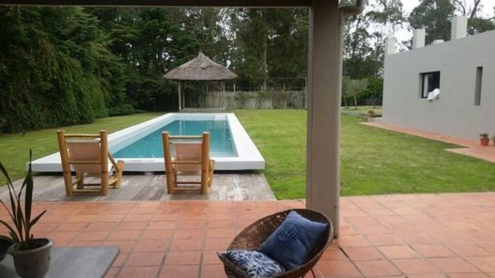 View of the swimming pool of Rocco Morabito's villa in Punta del Este