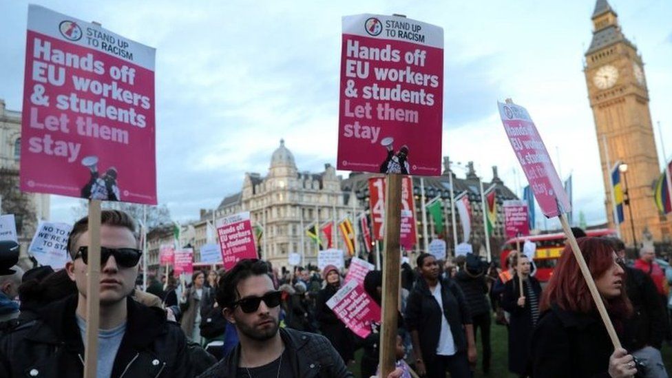 Protestors calling for EU workers to be allowed to stay
