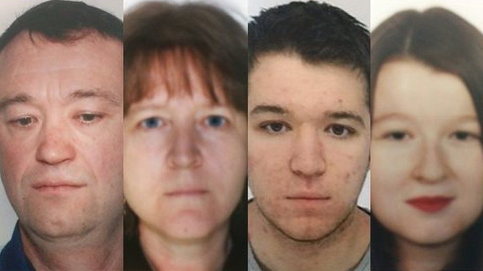 Combination of pictures shows the four members of the Troadec family - Pascal, Brigitte, Sebastien and Charlotte - who have disappeared in France