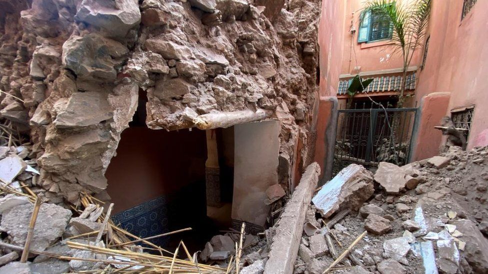A damaged house in Marrakesh's old city
