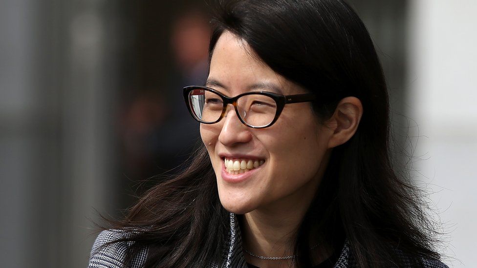 Ellen Pao, pictured wearing glasses, 10 March 2015