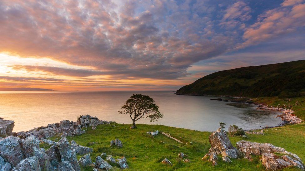 Sunset over Murlough Bay in County Antrim