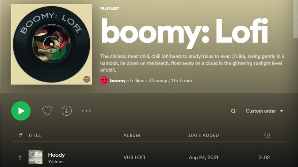 A Boomy playlist on Spotify