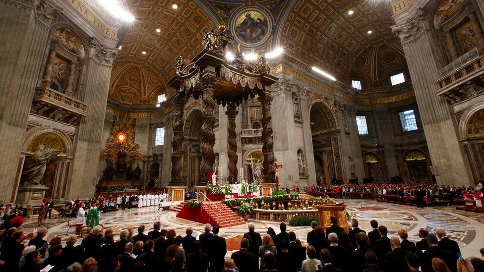 Pope Francis celebrates a Jubilee mass for prisoners in Saint Peter's Basilica at the Vatican