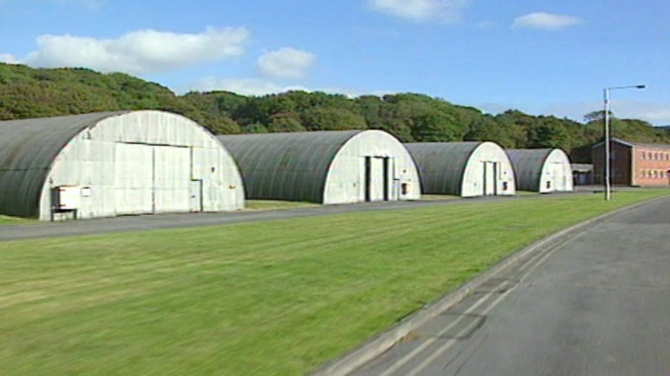 A picture of surface sheds at Trecwn