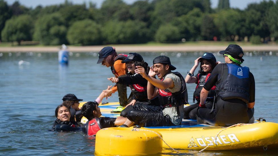 Sea Cadet volunteers on a kayak